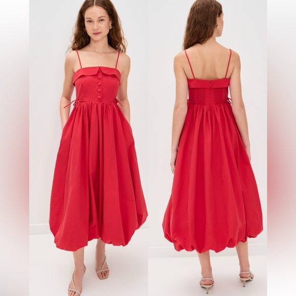 Hunter Bell Taryn Sleeveless Square-Neck Bubble Midi Dress